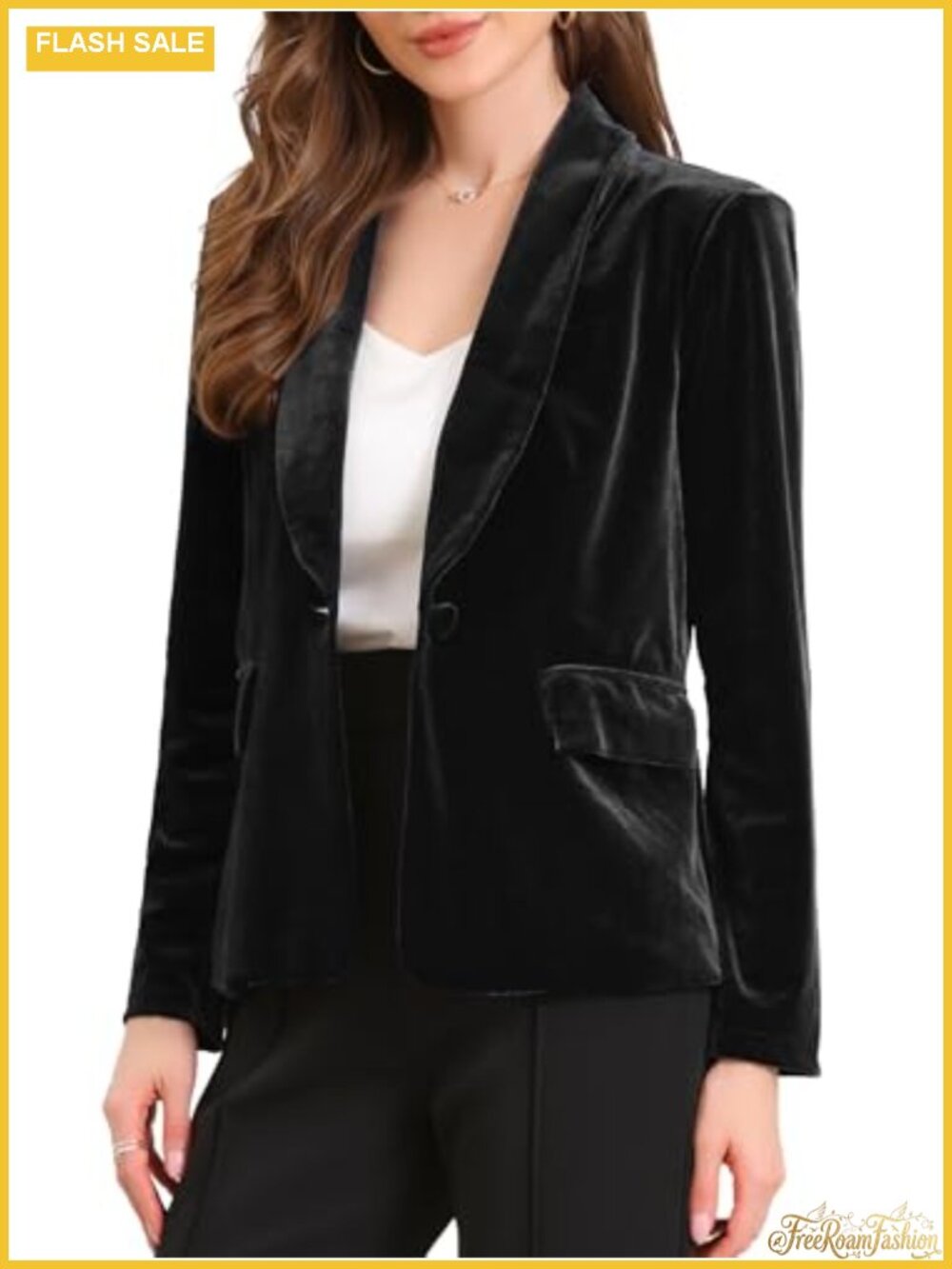 Velvet Shawl Collar Button Down Blazer Long Sleeve Business Casual